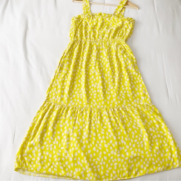 NWOT Pink Petal Print Yellow Midi Sundress with Pockets - Picture 10 of 15